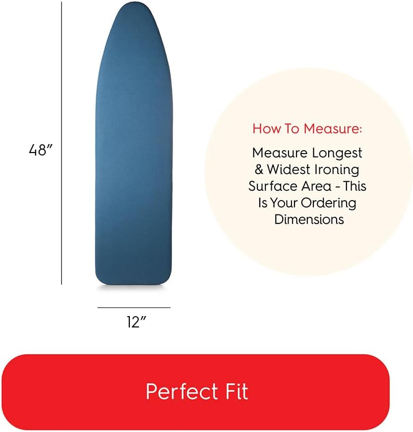 TIVIT Ironing Board Cover 12 x 48, Performance Grade Titanium Coated Pro Grip Pad & Covers