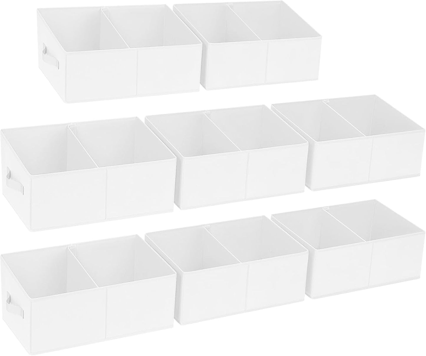 DIMJ Large Closet Shelf Organizer Bins 8 Packs with Handles and Divider, Fabric Trapezoid Storage