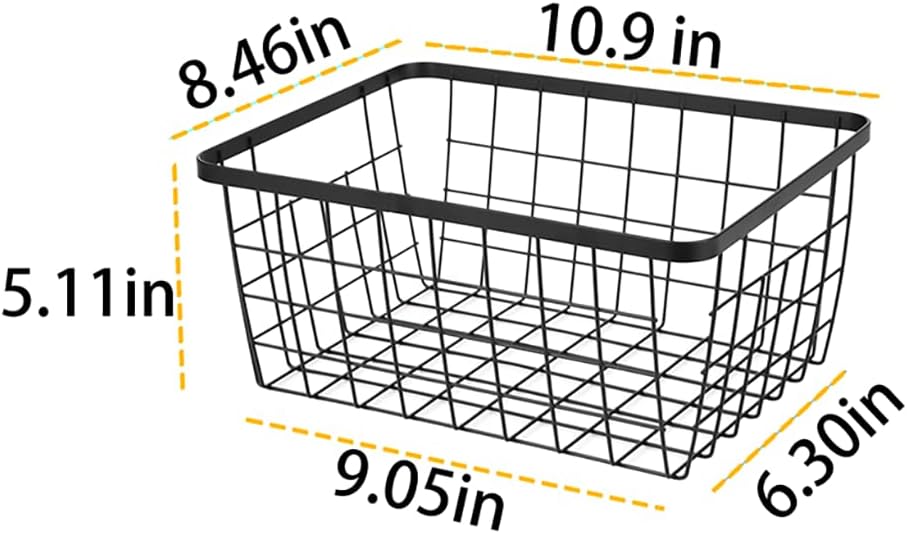 Kitchen Metal Wire Baskets with Handles Food Storage Organizer, Household Refrigerator for