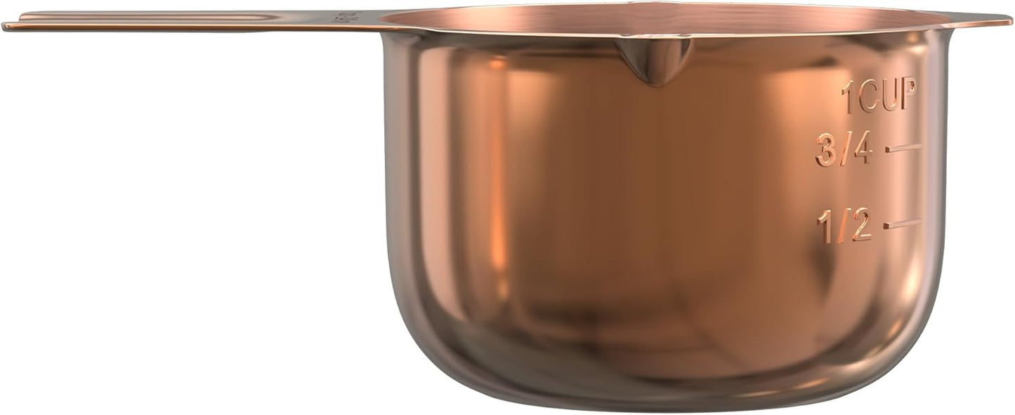 Color Up 1 Cup Measuring Cup (240 ml) – Premium Copper Stainless Steel, Accurate for Wet & Dry