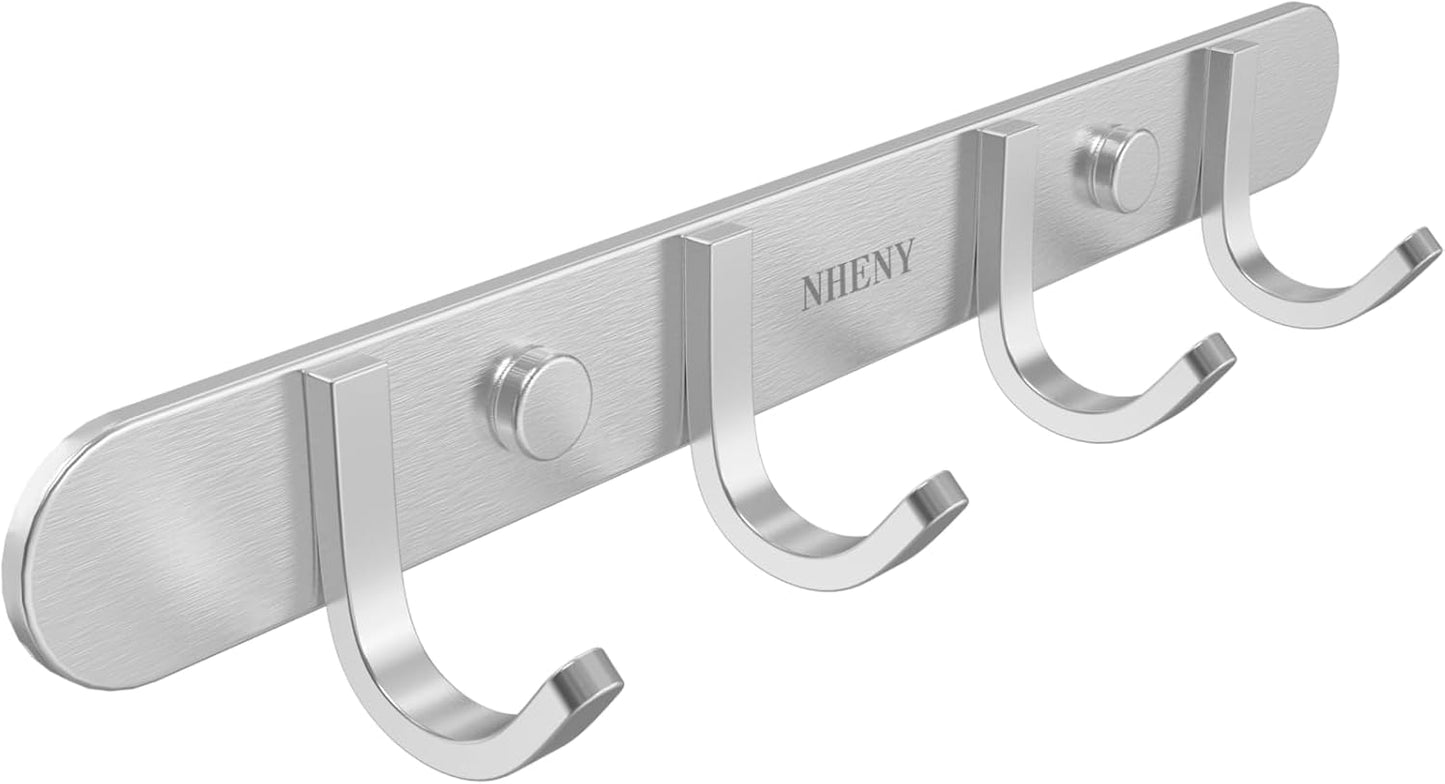 Coat Hook Wall Mount Towel Hook Rack with 4 Hooks 11-inch Hanger for Hanging Clothes, Bags, Keys