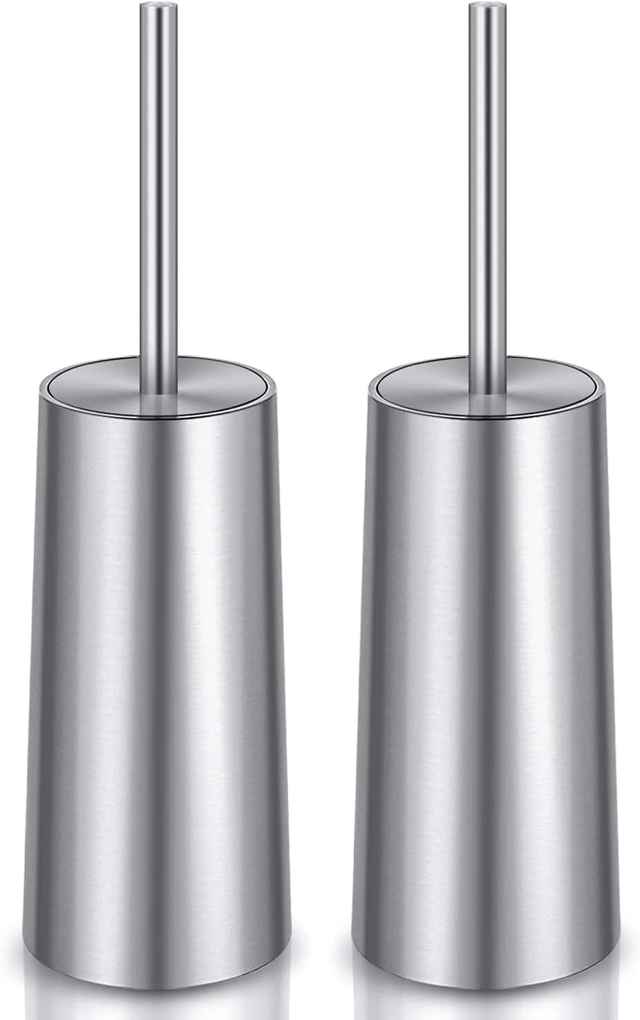 Toilet Brush and Holder, 2 Pack Toilet Brush with 304 Stainless Steel Long Handle, Toilet Bowl