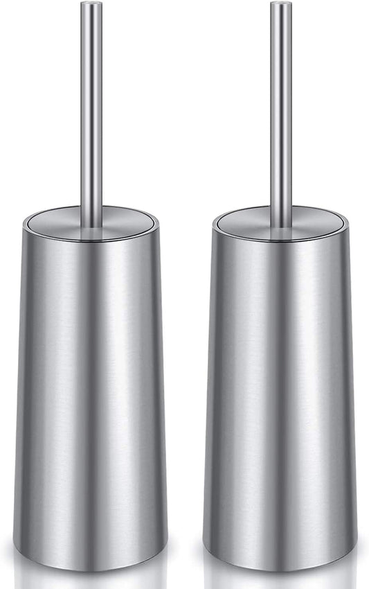 Toilet Brush and Holder, 2 Pack Toilet Brush with 304 Stainless Steel Long Handle, Toilet Bowl