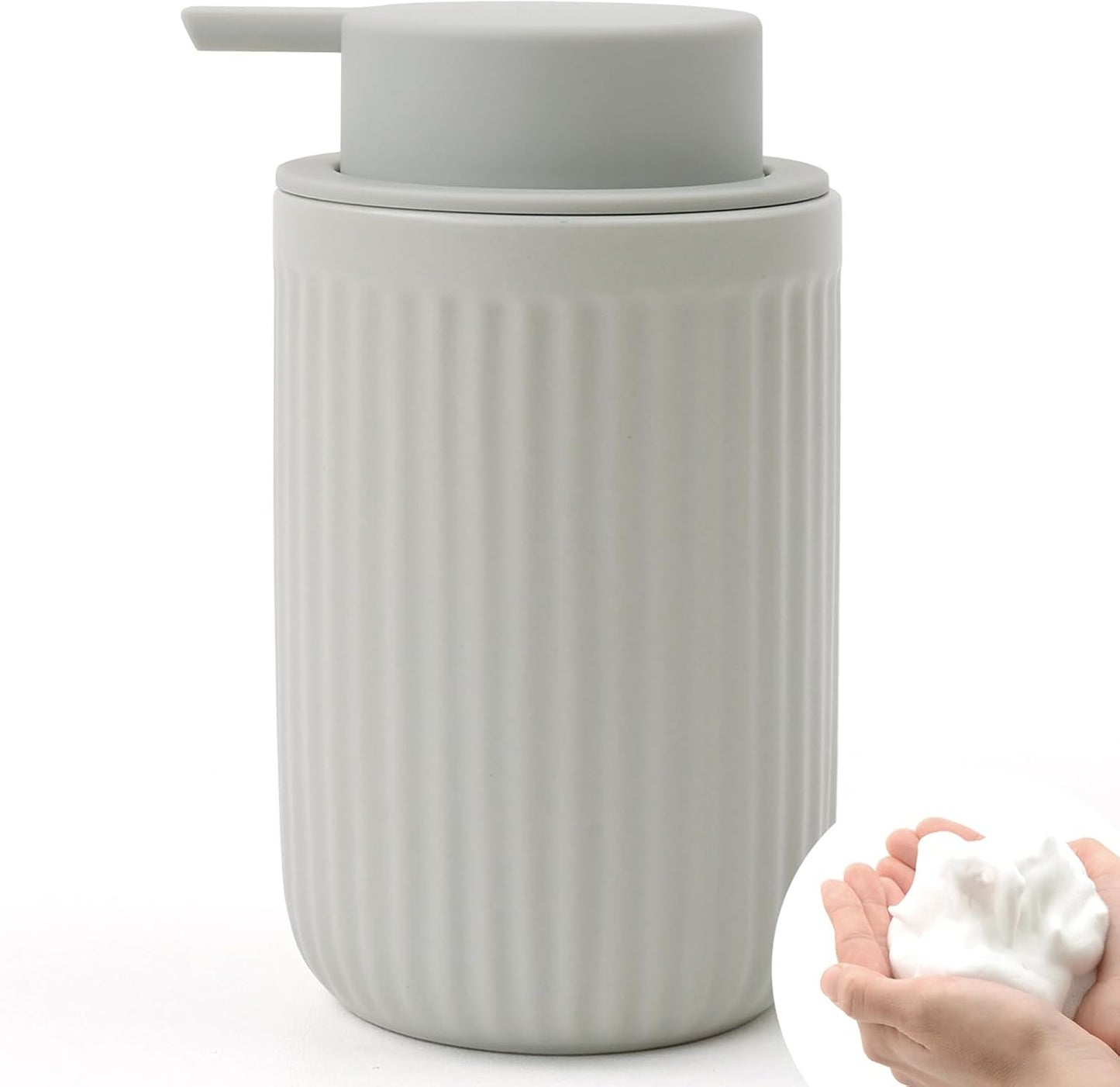 BosilunLife Foam Hand Soap Dispenser - Ceramic Foaming Soap Dispenser for Bathroom 12oz Refillable
