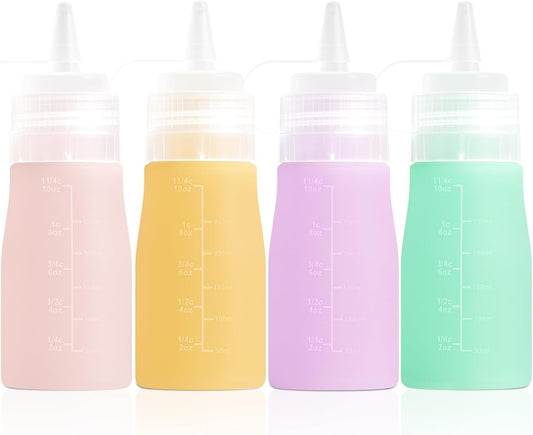 Condiment Squeeze Bottles, 12 oz Silicone Squeeze Bottles For Sauces, Leak Proof Condiment