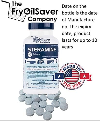 4 Bottles Steramine Sanitizer Tablets - 15x QT-10 Test Strip - Multi Purpose Sanitizing Tablets for