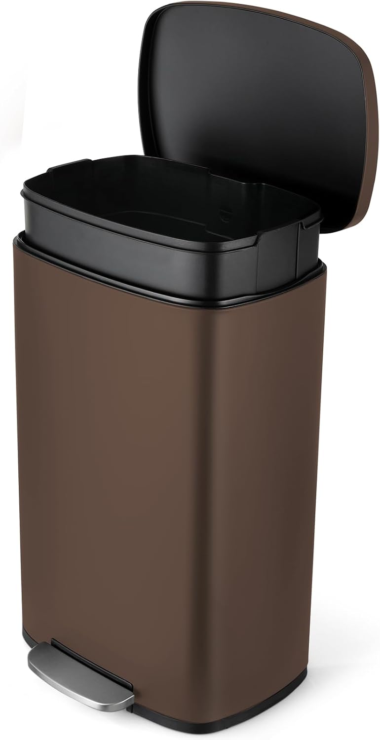 8 Gal Kitchen Trash Can, 30L Recycling or Garbage Bin, Brushed Stainless Steel Waste Basket