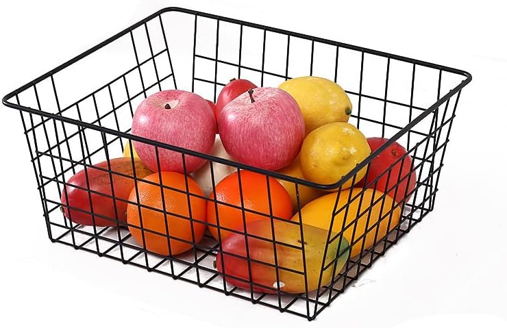 Kitchen Wire Baskets Farmhouse Decor Metal Food Storage Organizer,Household Refrigerator Bin with