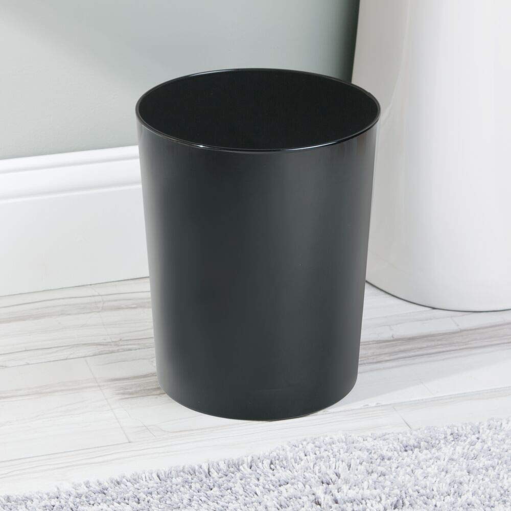 mDesign Round Metal Small 1.7 Gallon Recycle Trash Can Wastebasket, Garbage Container Bin for