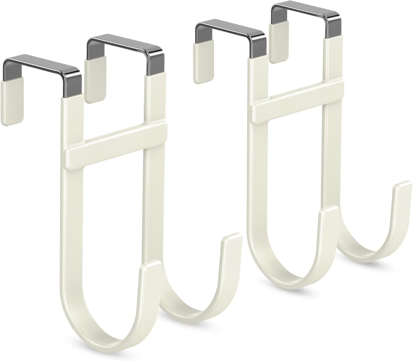 FYY Over The Door Hooks - 2 Pack Heavy Duty Dual-Hook Organizer Hanger with Non-Slip Rubber for