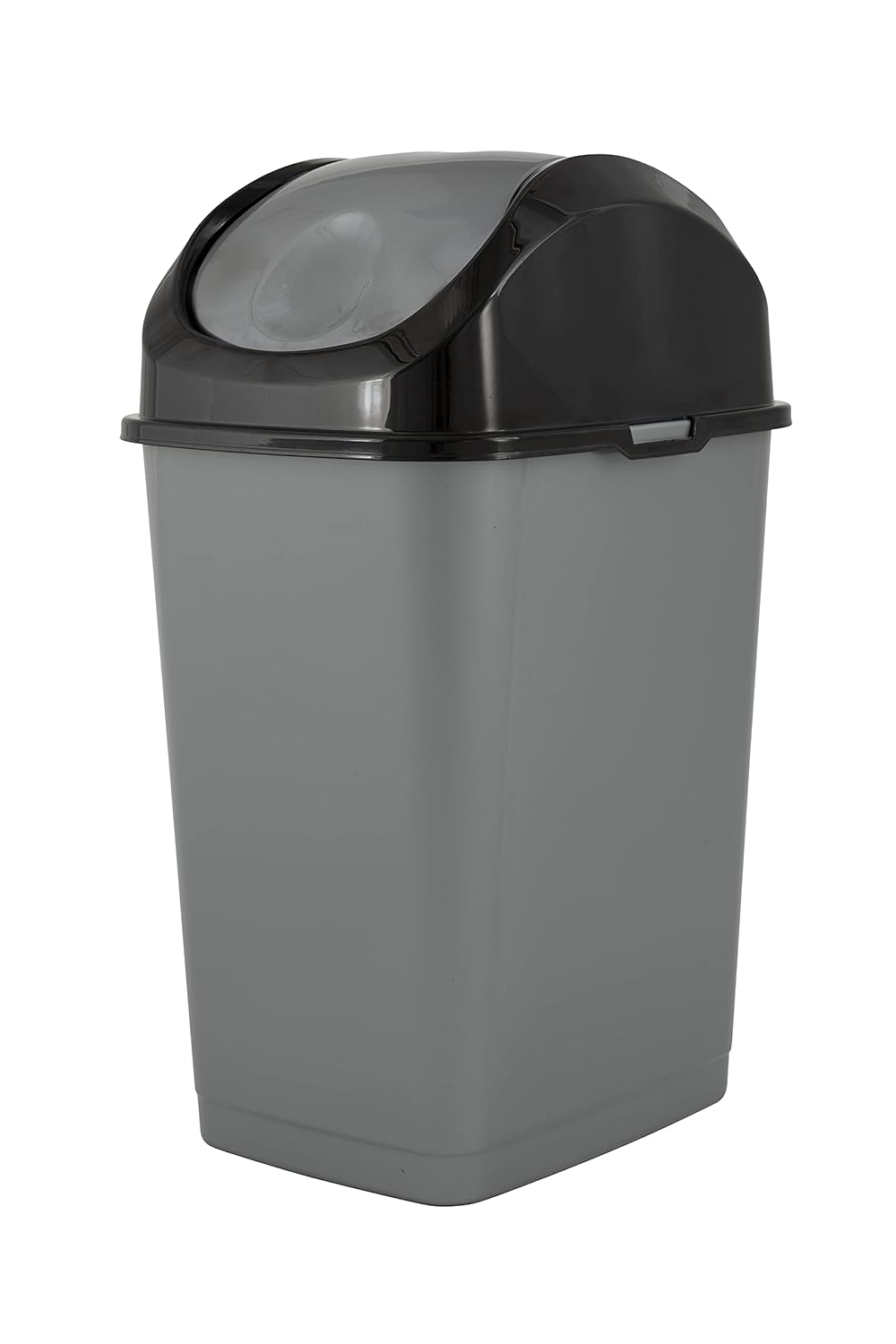 Superio Trash Can with Swing Top Lid 9 Gallon, Grey and Black Slim Waste Bin Durable Plastic 37 Qt
