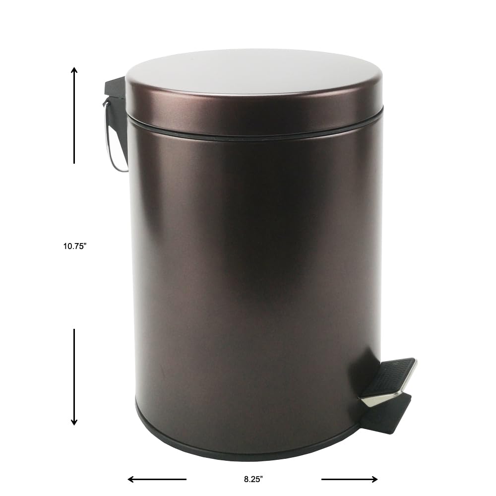 Stainless Steel Small Trash Can with Lid & Step Pedal - 5 Liters/1.3 Gallon Soft Close Waste Basket
