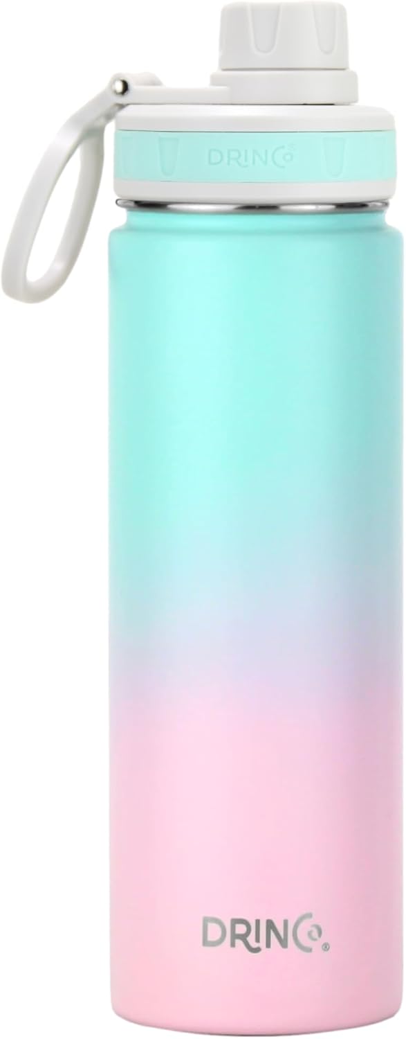 DRINCO Stainless Steel Water Bottle Spout Lid Vacuum Insulated Double Wall Water Bottle Wide Mouth