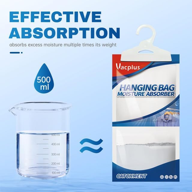 Vacplus Moisture Absorbers Packets, Fragrance Free 10 Pack, Humidity Packs, Dessicant Packets