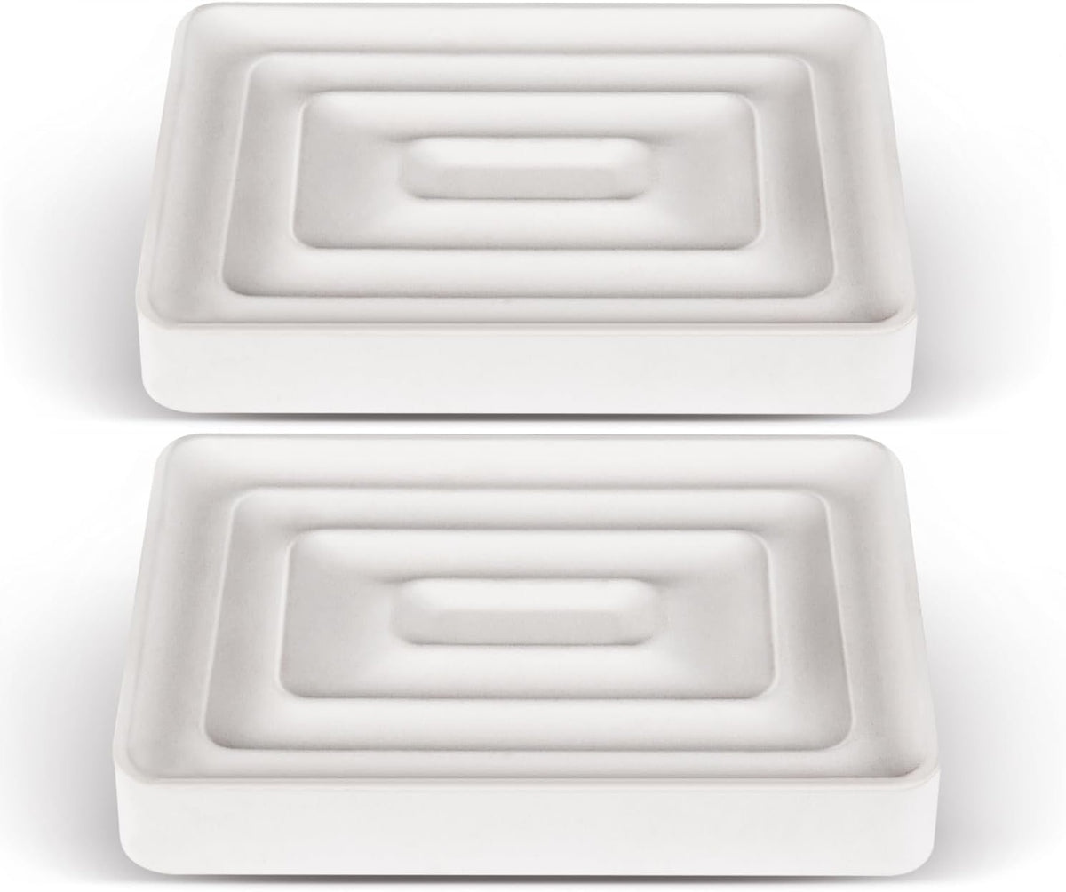 2 Pack Diatomite Soap Trays, Fast Drying Stone Soap Dishes, Natural Diatomaceous Earth Soap