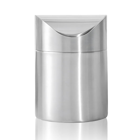 Mini Trash Can, Tiny Desktop Trash Bin with Swing Lid, Stainless Steel Bathroom Countertop Garbage