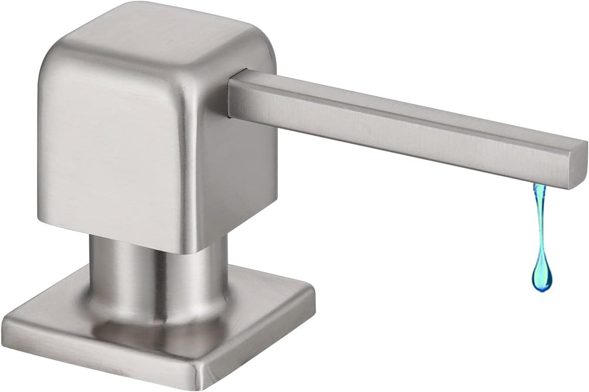 CREA Soap Dispenser for Kitchen Sink, Kitchen Soap Dispenser Brushed Nickel Square Built in Sink