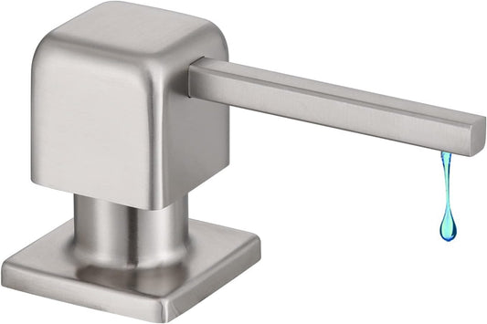 CREA Soap Dispenser for Kitchen Sink, Kitchen Soap Dispenser Brushed Nickel Square Built in Sink