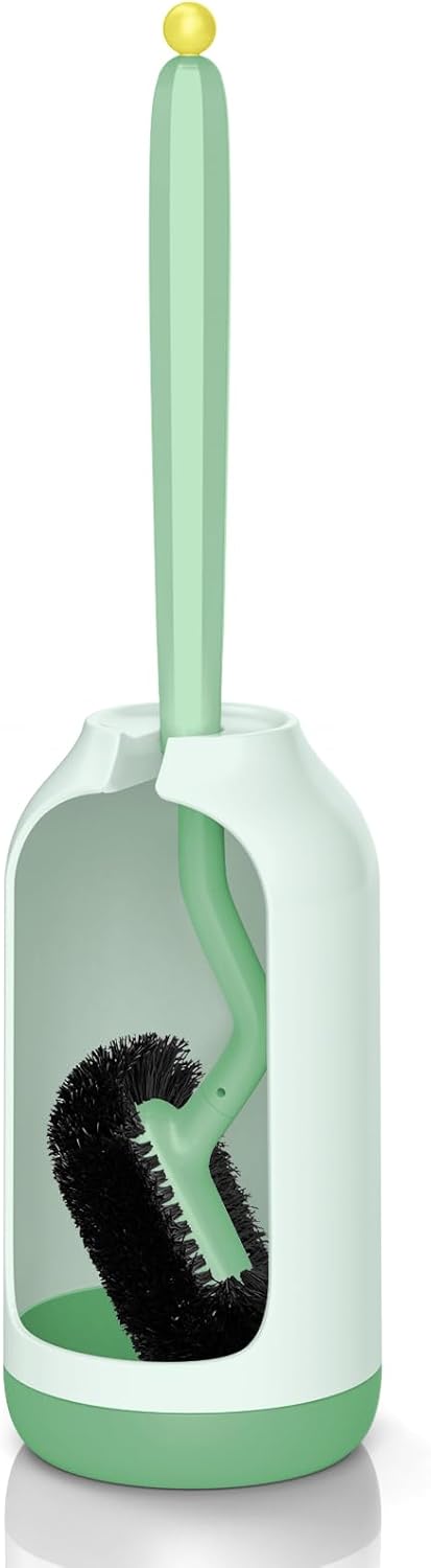 HAMITOR Toilet Bowl Brush Holder Set: Bathroom Deep Cleaning Toilet Cleaner Scrubber Under Rim with