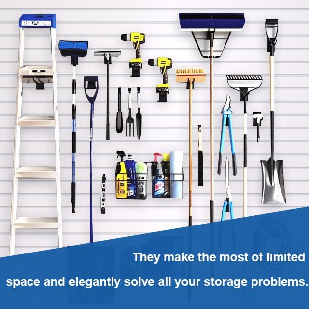 NeatiEase 20 PCS Slatwall Accessories Kit for Garage Rooms Shops Storage Organizing Display, Slat