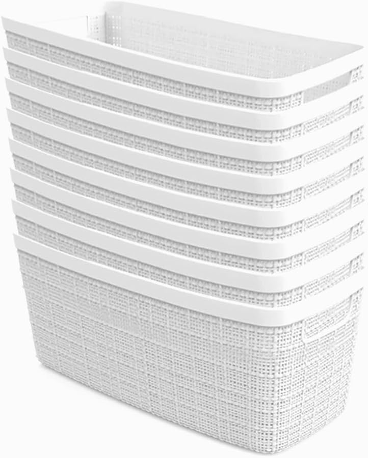 Curver Jute Decorative Plastic Organization and Storage Basket Perfect Bins for Home Office, Closet