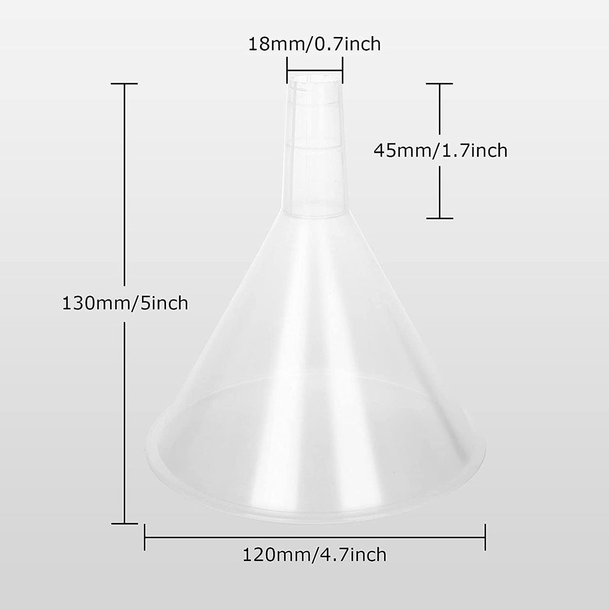 RHBLME 20 PCS Plastic Funnels Set, 4.7 Inch Wide Mouth Clear Plastic Funnels for Filling Bottles