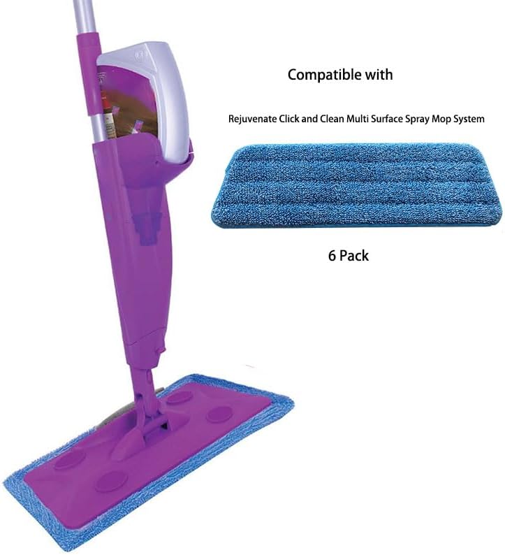 6 Pack Replacement Mop Refills Compatible with Rejuvenate Click N Clean Multi-Surface Spray Mop