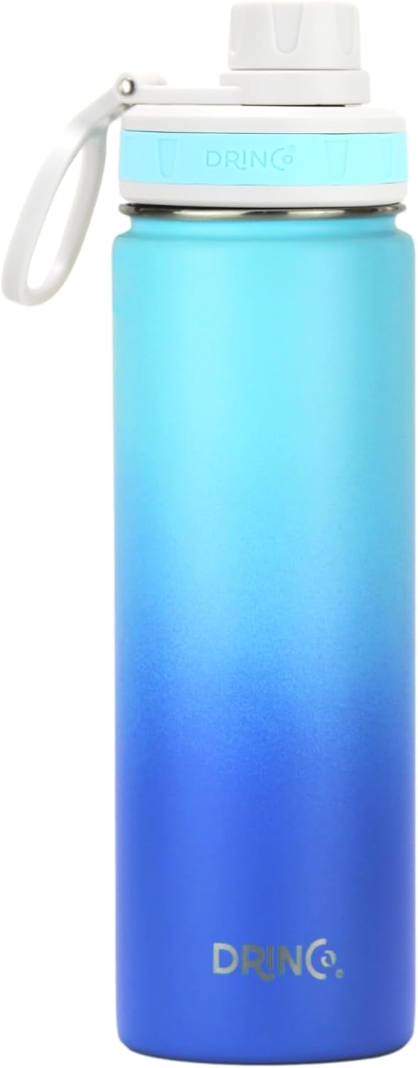 DRINCO Stainless Steel Water Bottle Spout Lid Vacuum Insulated Double Wall Water Bottle Wide Mouth