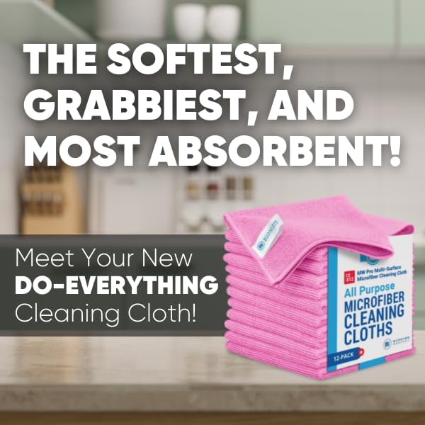 Microfiber Wholesale 12" x 12" MW Pro Multi-Surface Cleaning Cloths Pink - 12 Pack | Premium