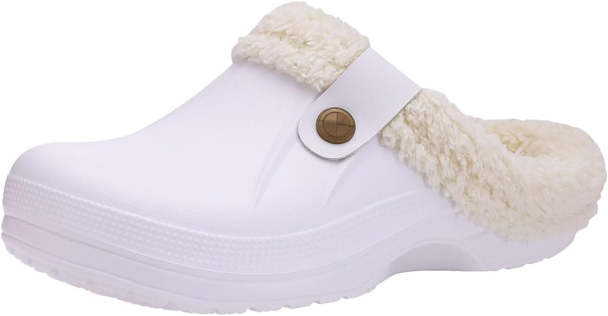 Beslip Classic Fur Lined Clogs Waterproof Winter Fuzzy Slippers for Women Men Indoor and Outdoor