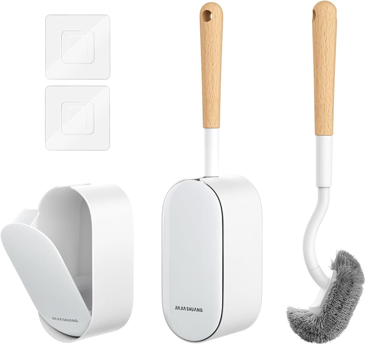 Bamboo Toilet Brush Set, 2 Pack with Ergonomic Design, Compact Size, Durable Bristles, Wooden