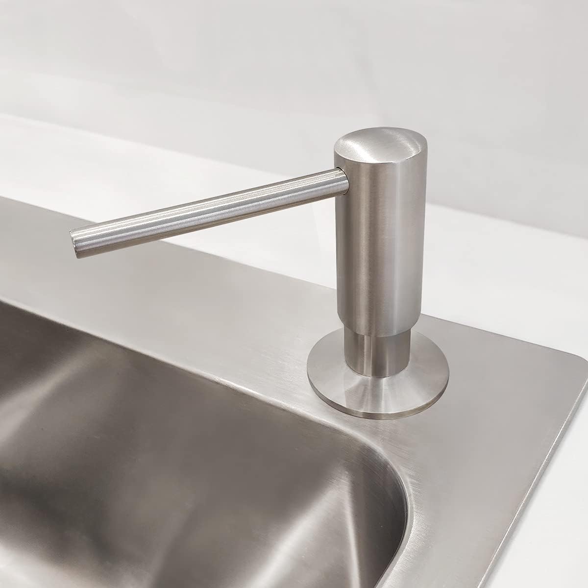 Brushed Nickel Built in Soap Dispenser for Kitchen Sink with 17 OZ PET Bottle Brass Pump Head Deck