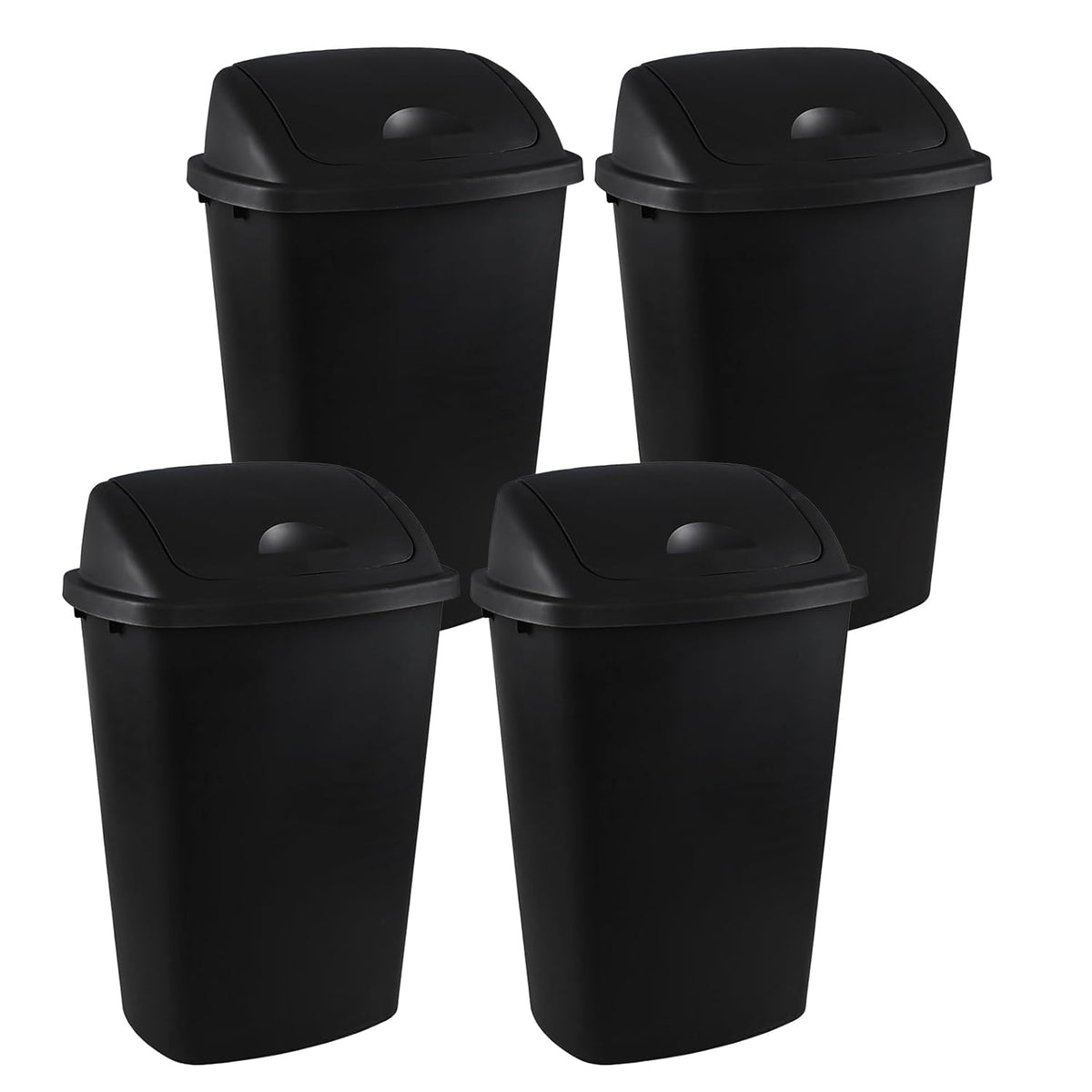 13 Gallon / 50 L Swing Lid Tall Kitchen Trash Can, 4-Pack, Restaurants, Garage, Classroom, Office
