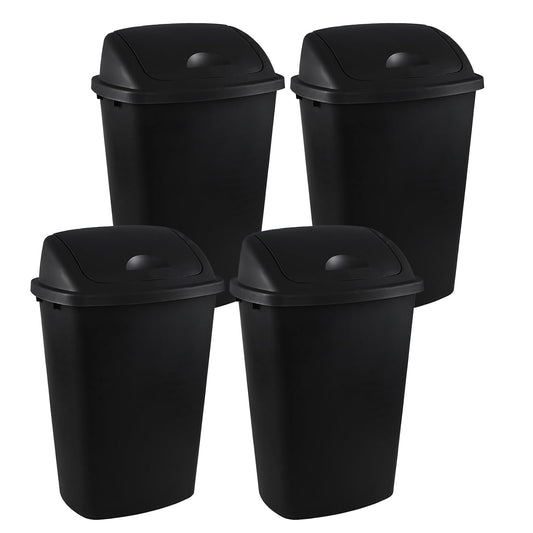 13 Gallon / 50 L Swing Lid Tall Kitchen Trash Can, 4-Pack, Restaurants, Garage, Classroom, Office