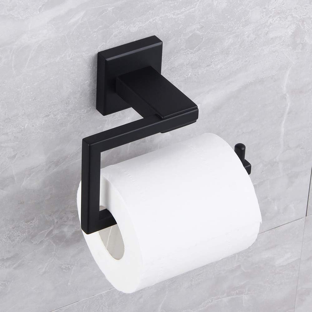 Matte Black Toilet Paper Holder SUS 304 Stainless Steel Wall Mounted Toilet Tissue Roll Holder for