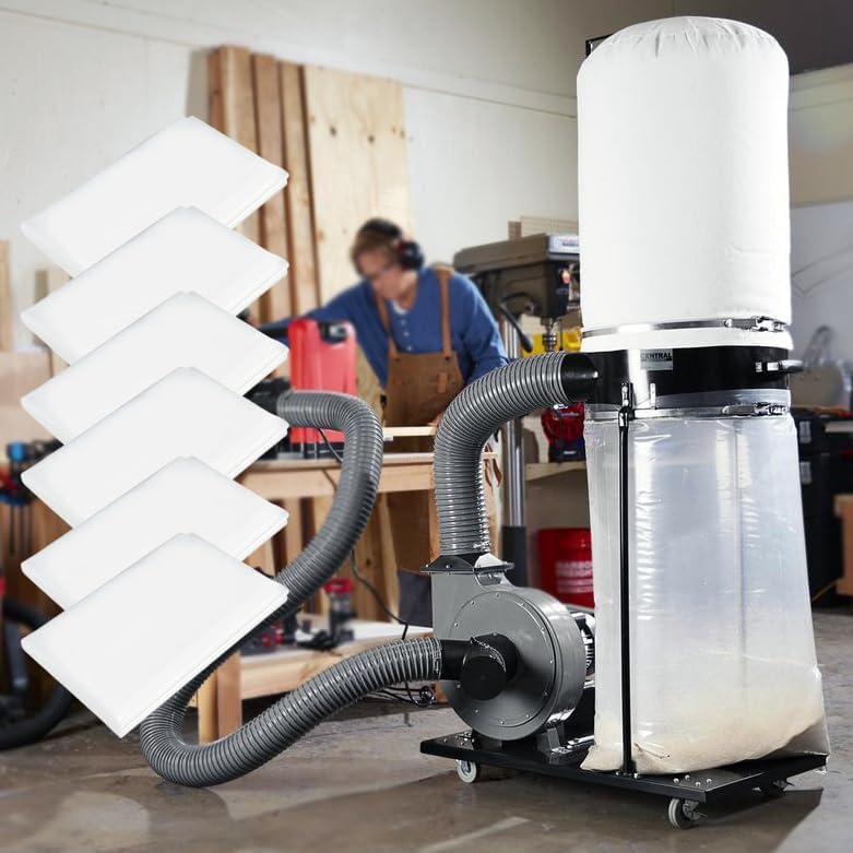 Dust Collector Bags 12pcs two-sided 7mil 19.5" diameter (31" width x 40" length) for Harbor Freight