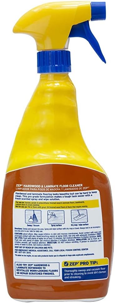 Zep Hardwood and Laminate Floor Cleaner - 32 oz (Case of 12) - ZUHLF32 - Removes Spots, Stains and