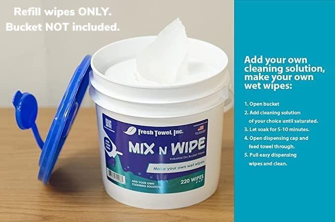 Fresh Towel Mix-N-Wipe Dry Wipes Refill, 2-Pack (220 Sheets) – Make Your Own Wet Wipes – 6" x 9"