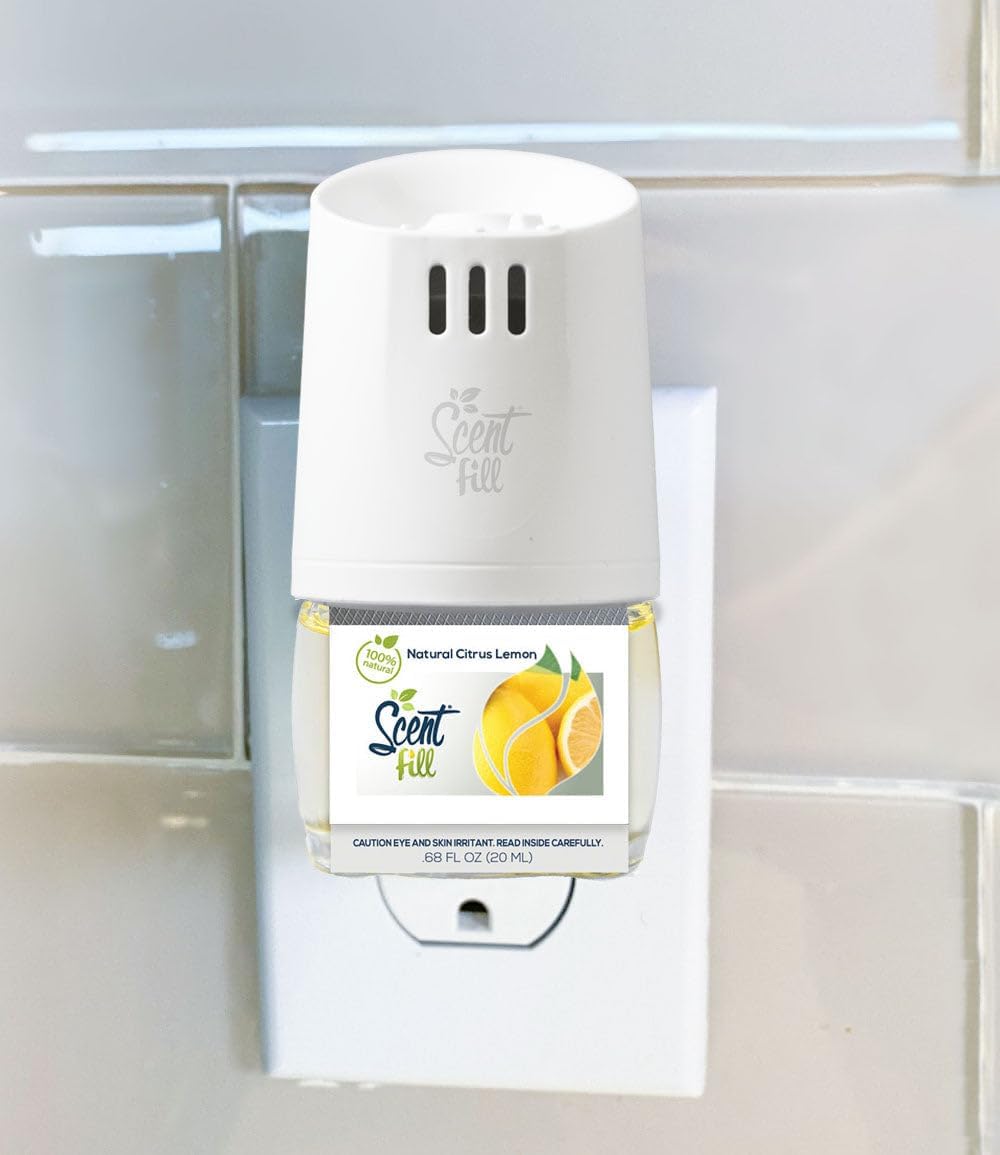 Scent Fill 100% Natural Lemon & Citrus Plug in Air Freshener, Scented Oil Refills, 2 Refills +