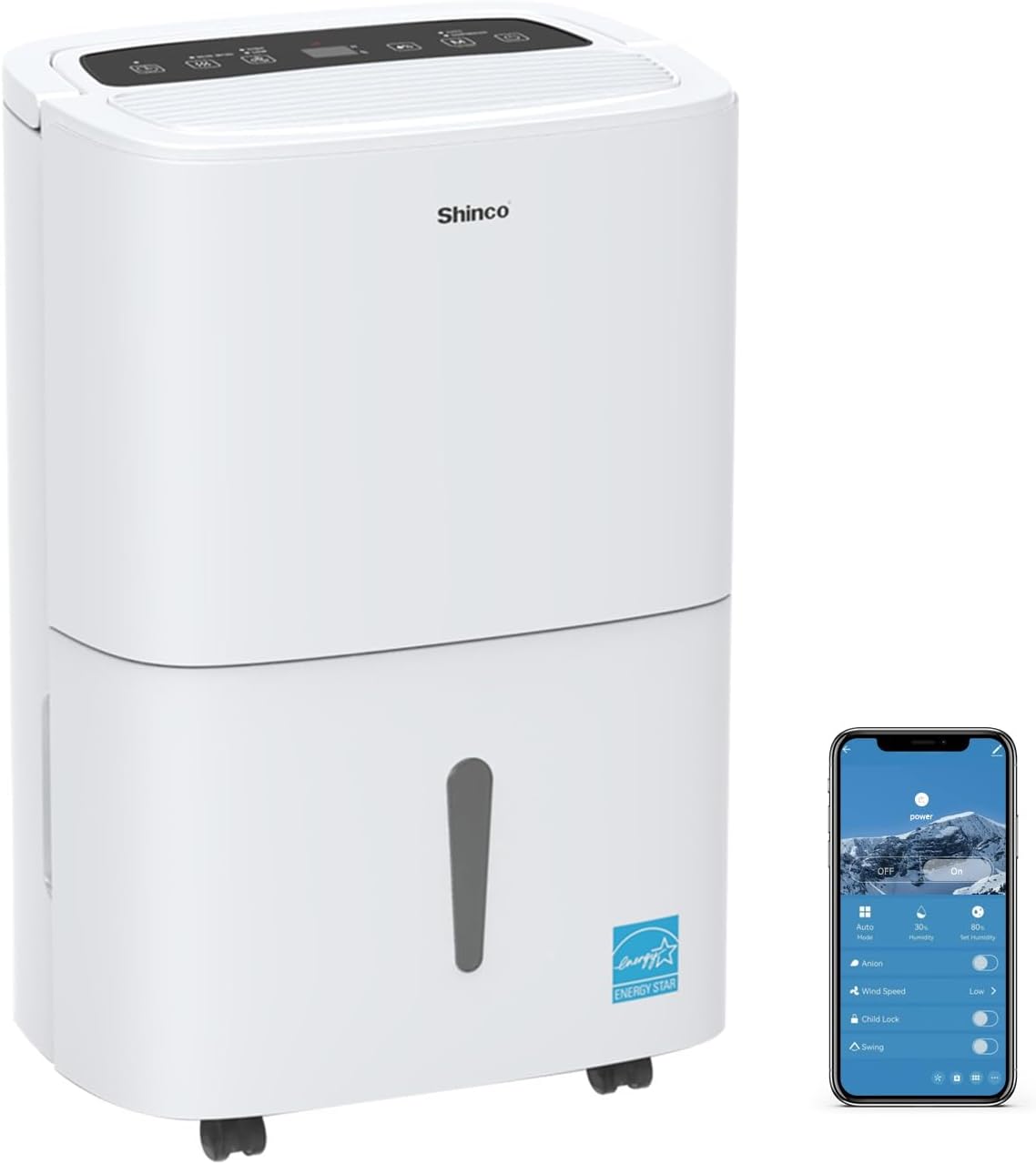 Shinco 6,000 Sq.Ft Energy Star Dehumidifier with WIFI, Ideal for Large Rooms and Home Basements