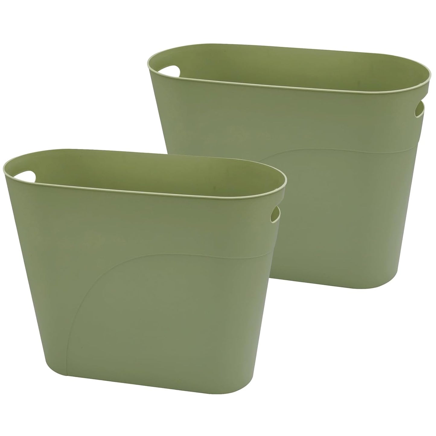 Small Trash Can Plastic Bathroom Wastebasket 3.2 Gallon Slim Garbage Container Bin with Handle for