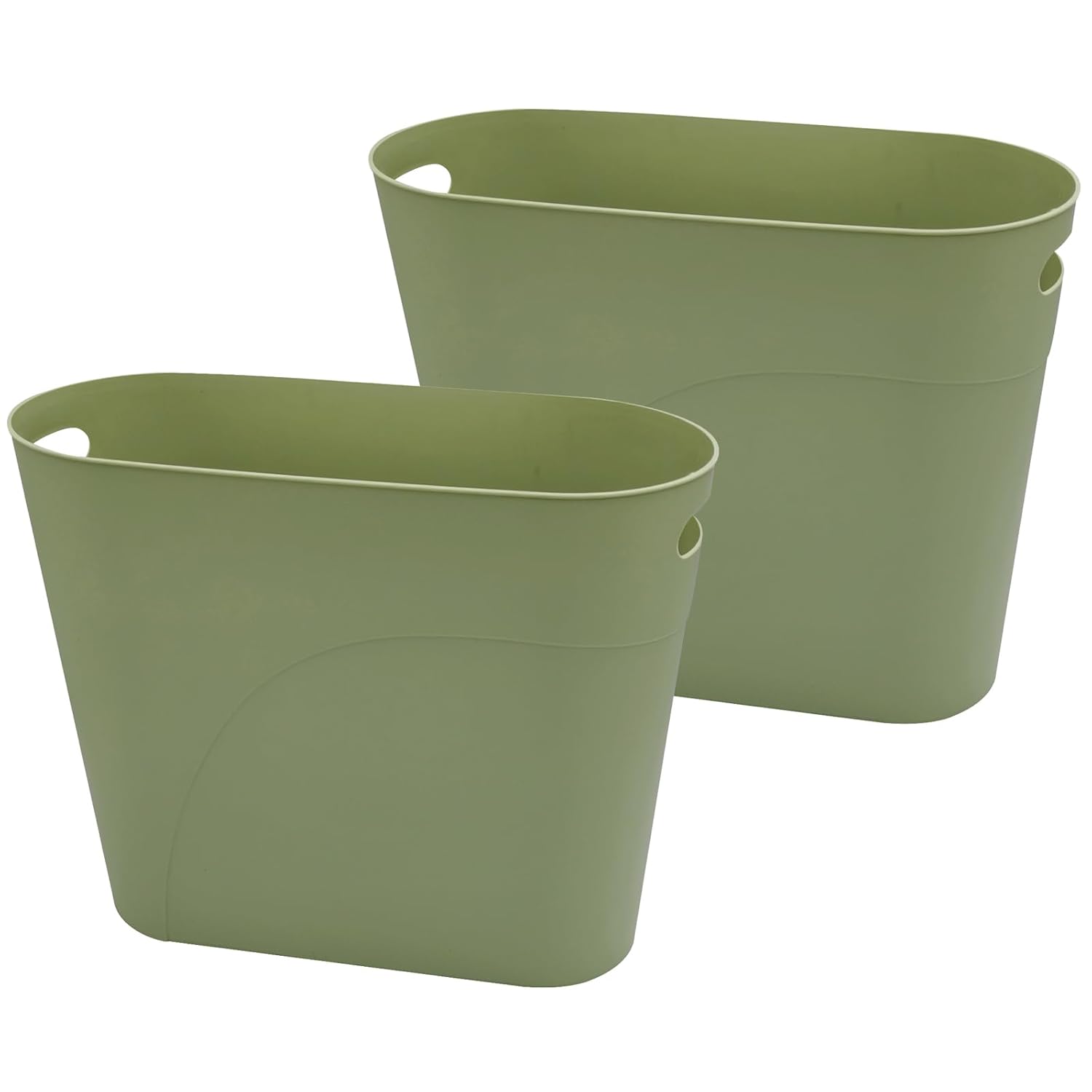 Small Trash Can Plastic Bathroom Wastebasket 3.2 Gallon Slim Garbage Container Bin with Handle for