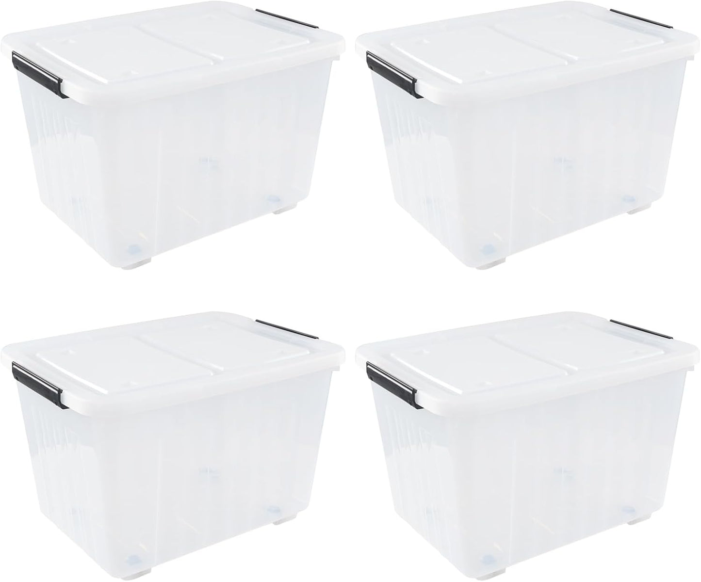 4-Pack 42 L Clear Plastic Storage Container Bin with Lids and Latch Buckle, Clear Storage Latch