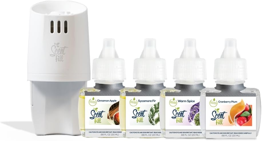 Scent Fill Holiday Kit (Cinnamon Apple, Sycamore Fir, Warm Spice, and Cranberry Plum), 4 Refills +