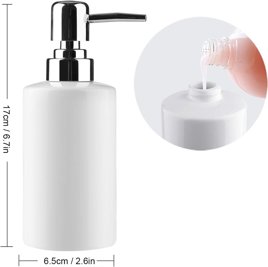 FE Soap Dispenser, 300ml/10oz Ceramic Liquid Soap Pump Dispenser, Refillable Dish Soap Dispenser