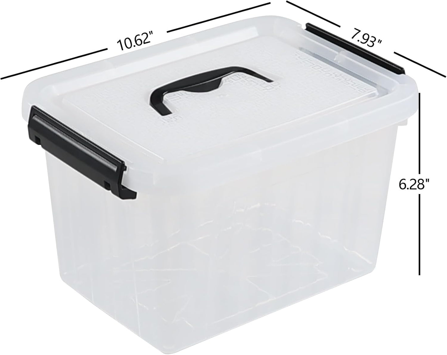 4 Packs Plastic Stackable Storage Container Bin with Lid and Latch, Plastic Latching Box with