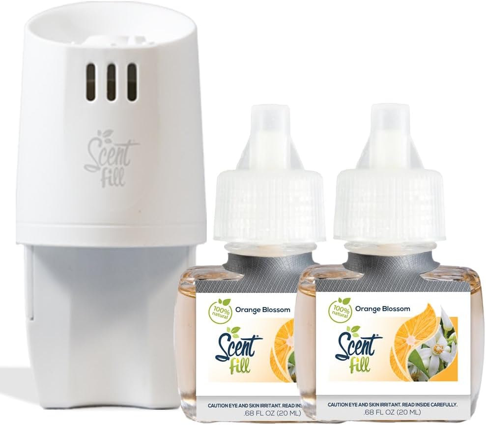 Scent Fill 100% Natural Orange Blossom Plug in Air Freshener, Scented Oil Refills, 2 Refills +