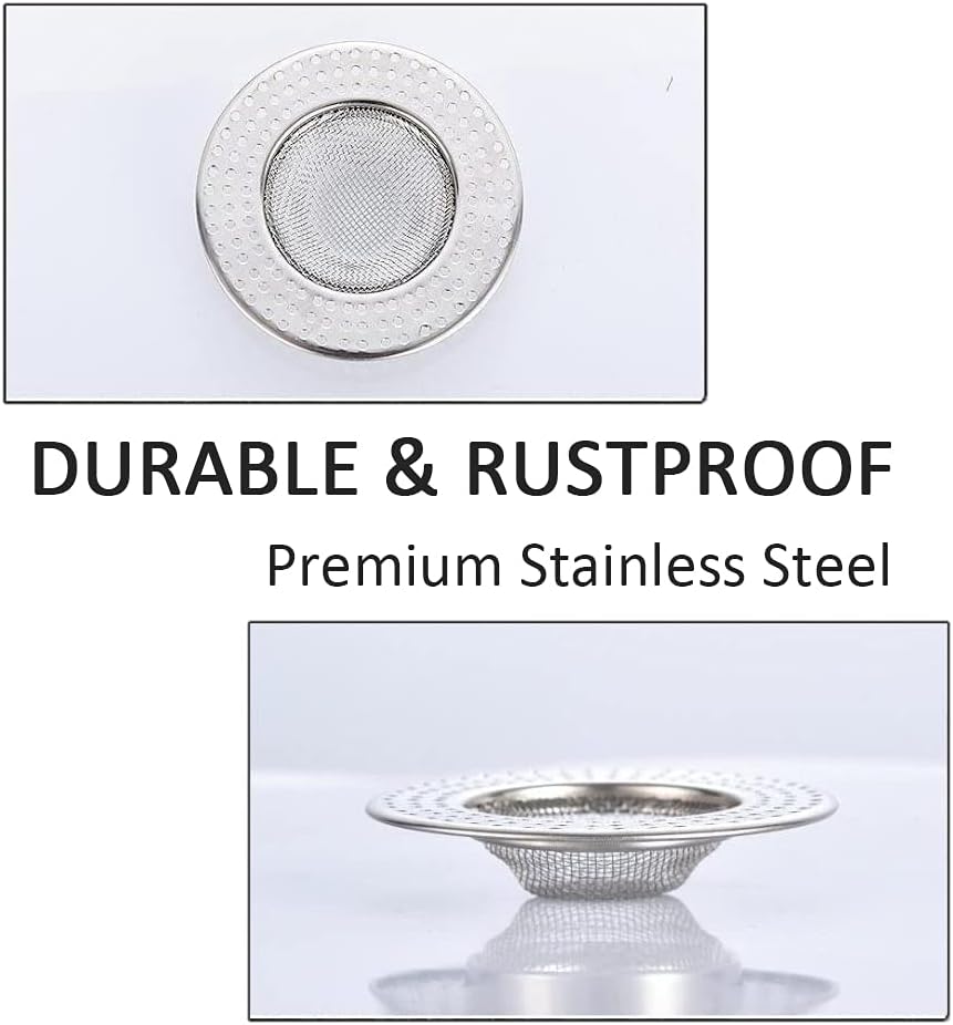 2pcs Heavy Duty Stainless Steel Slop Basket Filter Trap,3.54" Top / 1.65" Mesh Metal Sink