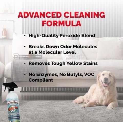 Unchained Pet Urine Stain & Odor Remover Spray – Oxygen-Based Enzyme Cleaner, Professional Strength