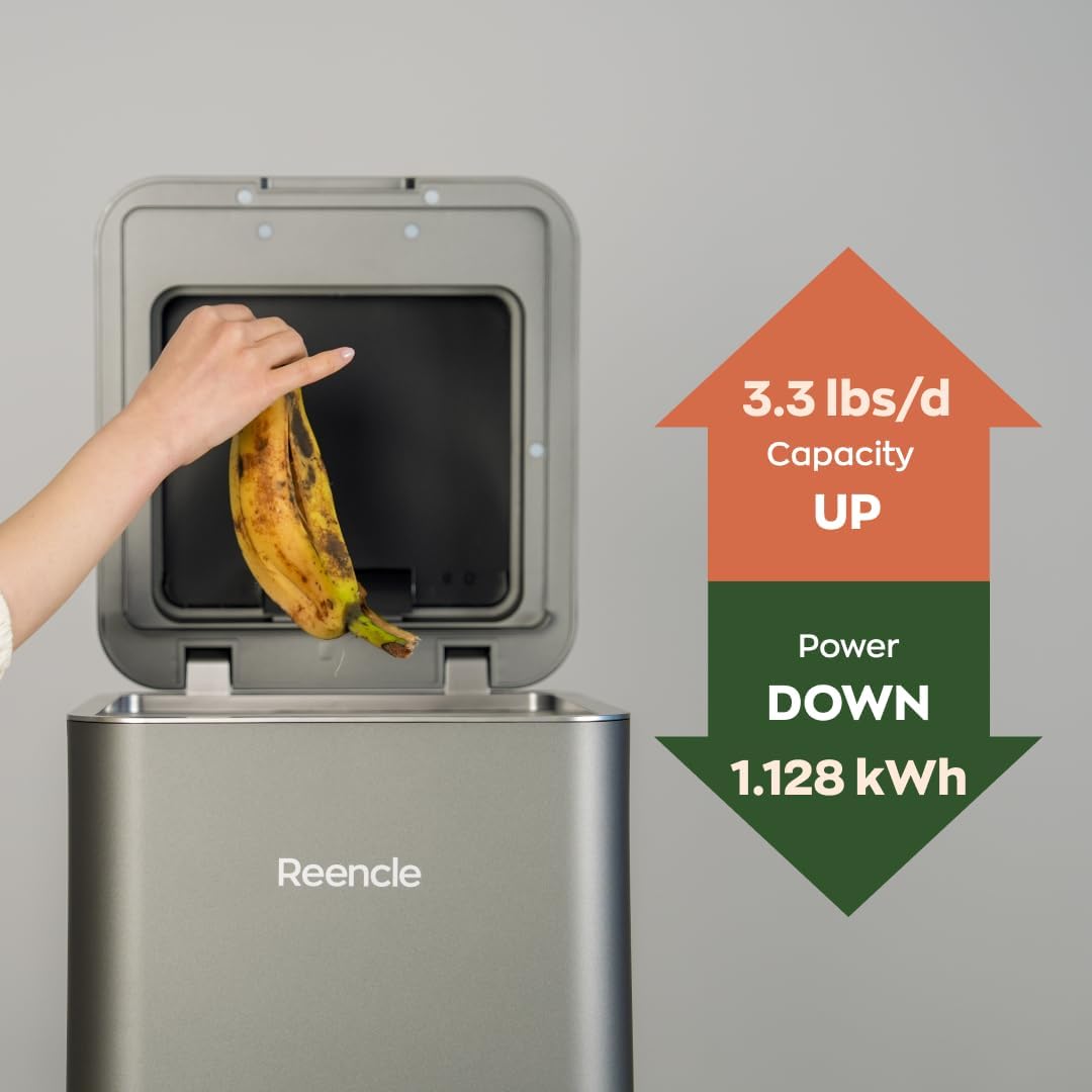 Reencle Gravity Electric Composter - 22L Kitchen Composter– Decomposes 3.3 lbs Daily, Odorless &